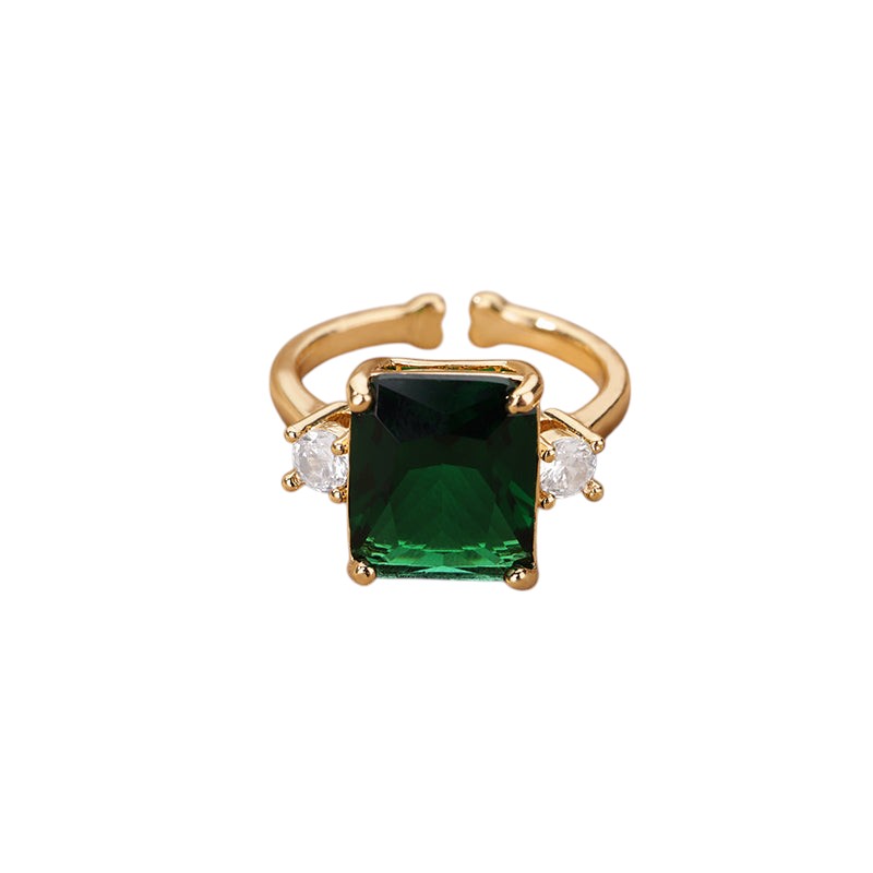 Anillo de piedra natural Zircon verde para mujer