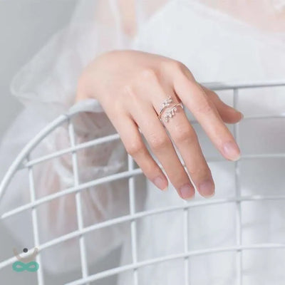 Anillo Hoja de Cristal Inspiración Primavera - Plata de Ley 925