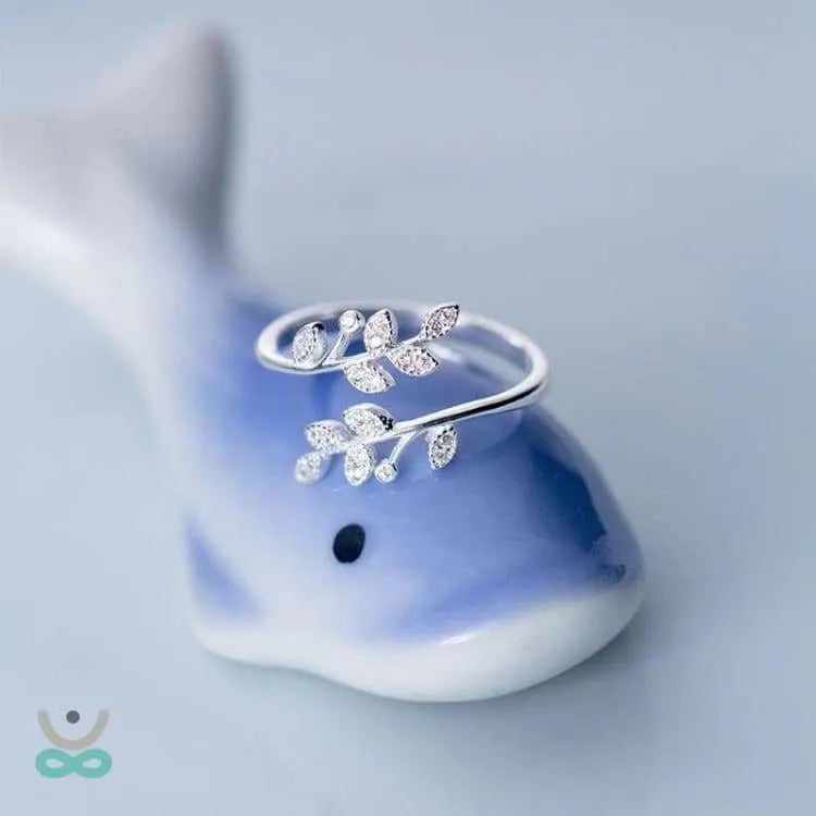 Anillo Hoja de Cristal Inspiración Primavera - Plata de Ley 925