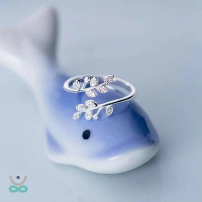 Anillo Hoja de Cristal Inspiración Primavera - Plata de Ley 925