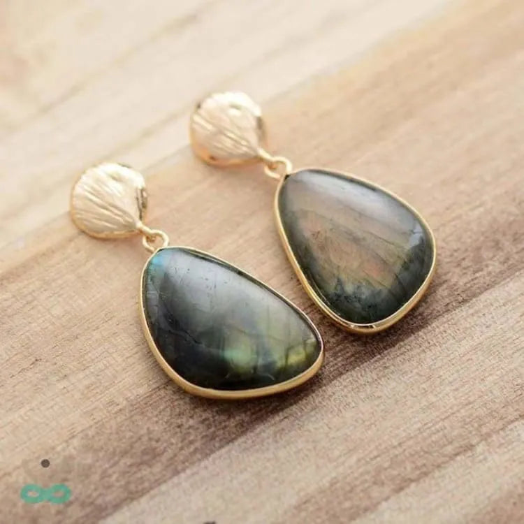 Aretes de adorno y piedra de labradorita