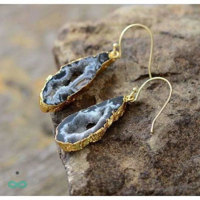 Aretes de agata negra