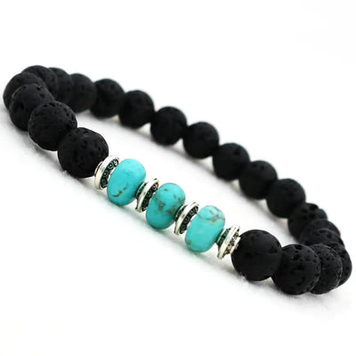 Brazalete de Lava Volcánica con Detalles Turquesa – Fuerza y Equilibrio