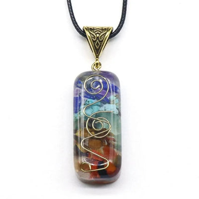 Collar 7 Chakras con amuleto colgante natural