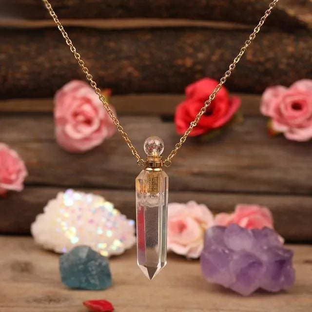 Collar con difusor de perfume de cristal de roca