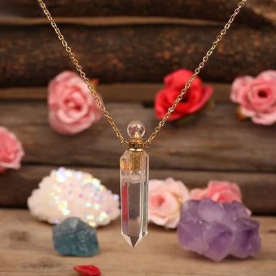 Collar con difusor de perfume de cristal de roca