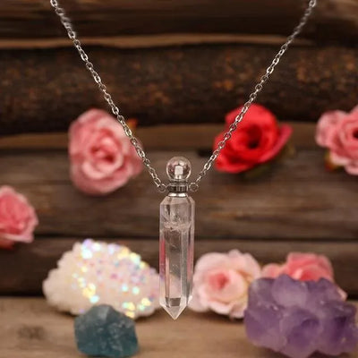 Collar con difusor de perfume de cristal de roca