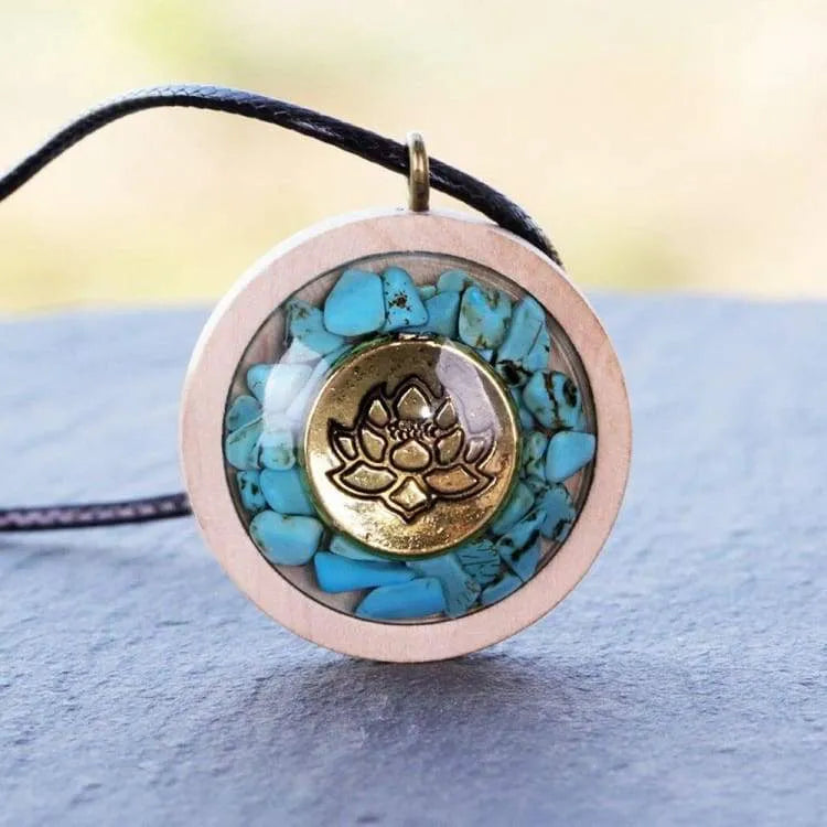 Collar de Orgonita Flor de Loto Turquesa