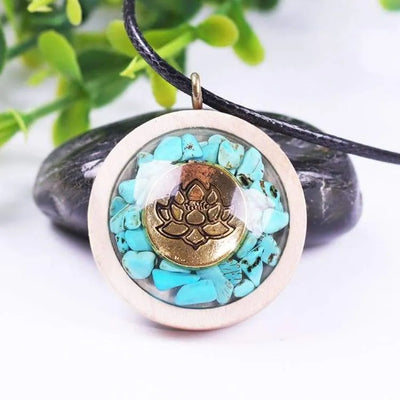 Collar de Orgonita Flor de Loto Turquesa
