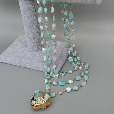 Collar de piedra natural con colgante en forma de corazón