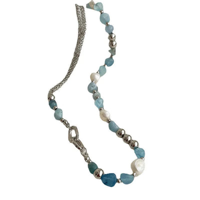 Collar de piedras y cristales naturales azul