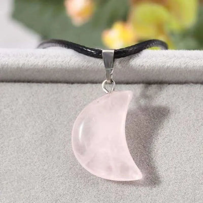 Collar luna creciente en cuarzo rosa