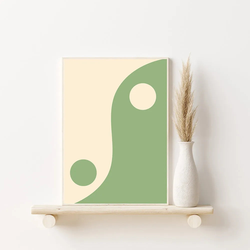 Cuadro Zen Yin Yang verde y blanco