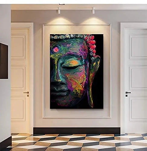 Cuadro colorista de Buda Zen