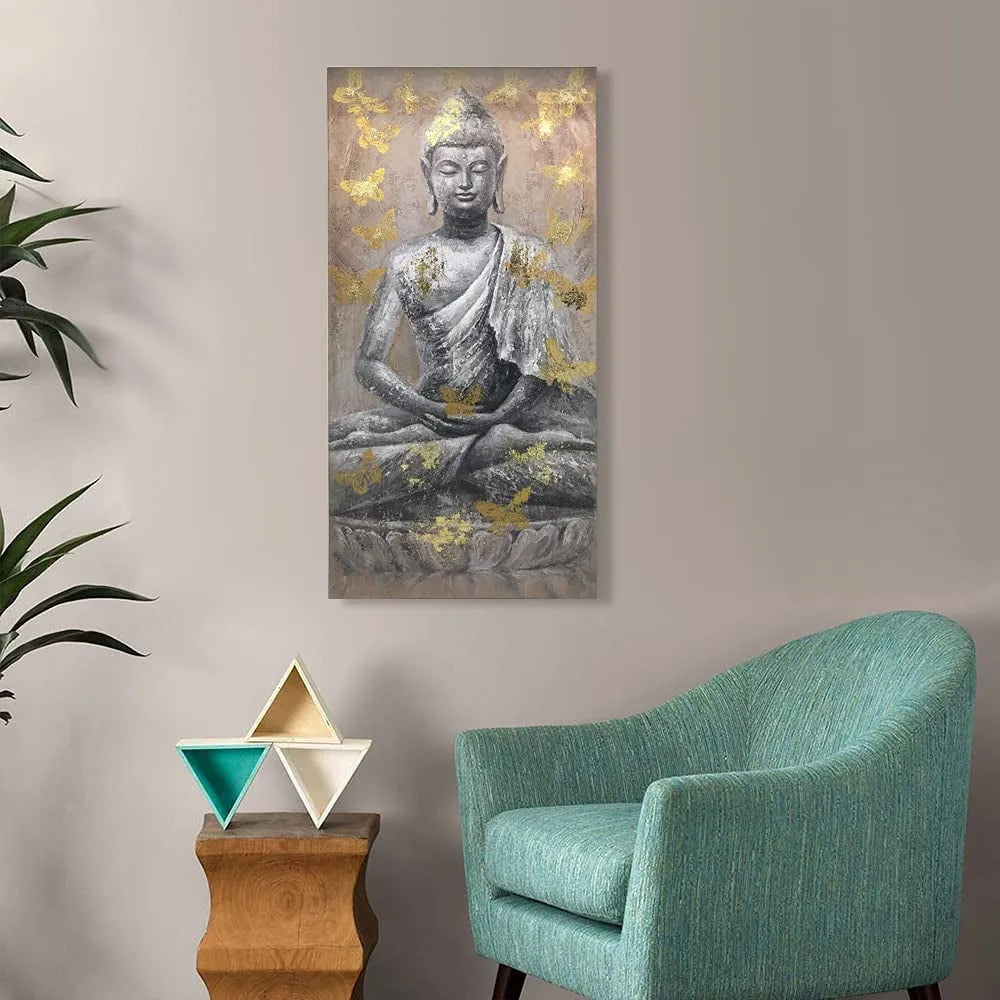 Cuadro zen con estatua budista sentada