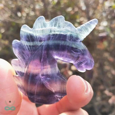 Estatuilla Unicornio de cristal de fluorita