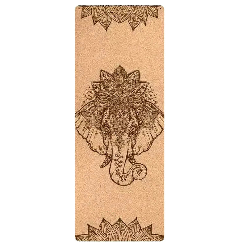 Esterilla de Yoga Natural Estampado de Elefantes