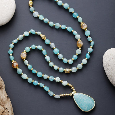 Collar Bohemio de Amazonita: Equilibrio Natural y Estilo Artesanal