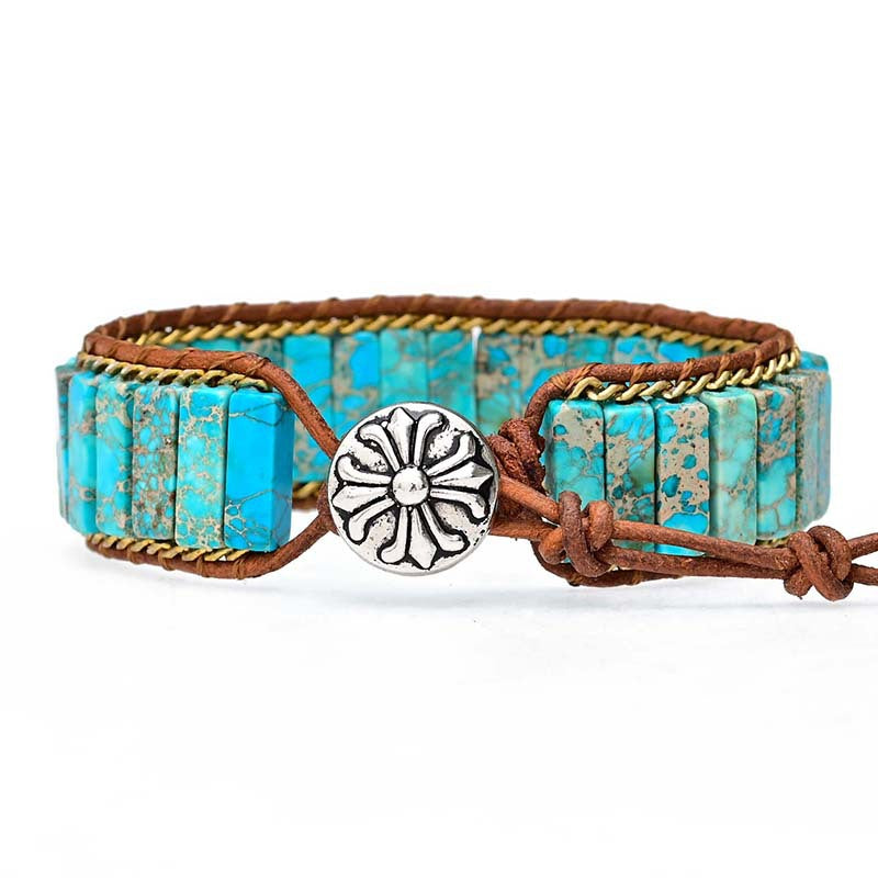 Pulsera de turquesa rectangular natural, protección y claridad en una sola capa