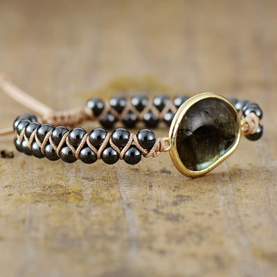 Pulsera Bohemia de Labradorita Doble Capa