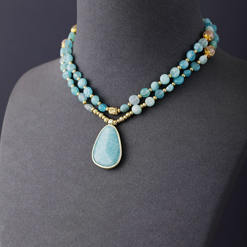 Collar Bohemio de Amazonita: Equilibrio Natural y Estilo Artesanal