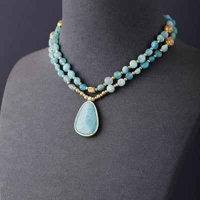 Collar Bohemio de Amazonita: Equilibrio Natural y Estilo Artesanal