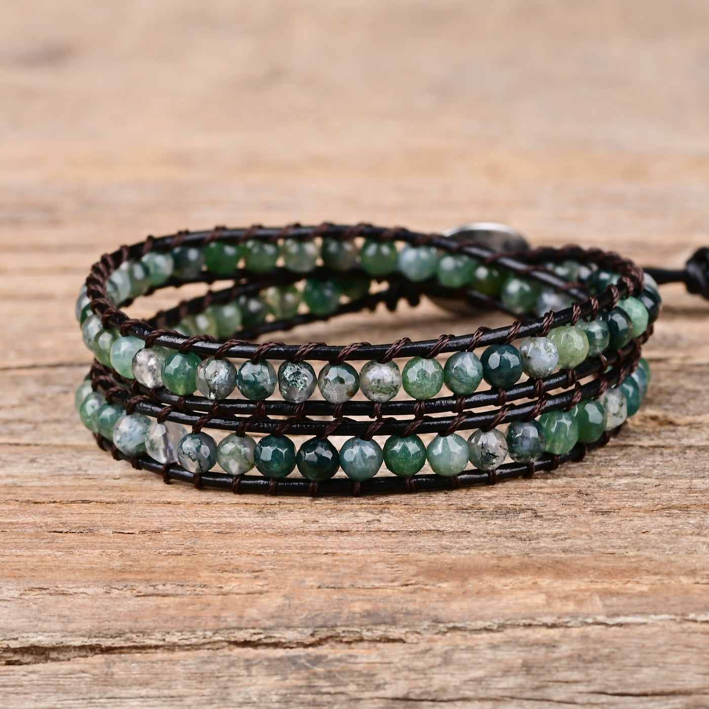 Pulsera de dos capas con ágata india natural, conexión terrenal y fuerza interior