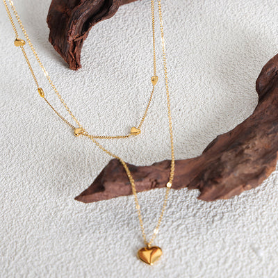 Collar Corazón Doble: Amuleto de Amor y Protección