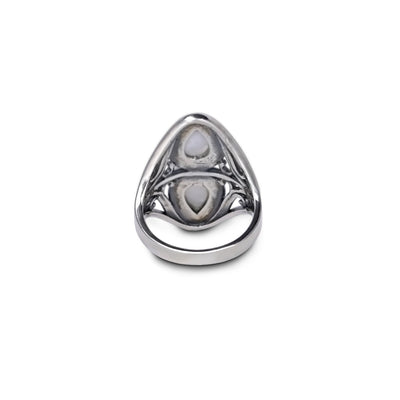Anillo doble gota de piedra lunar en plata 925, intuición y equilibrio emocional con estilo refinado