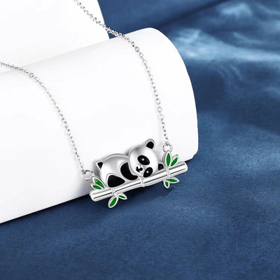 Collar panda en plata 925, diseño delicado de inspiración china