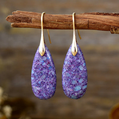 Energía Natural y Estilo: Pendientes Bohemios de Piedra Gota de Agua