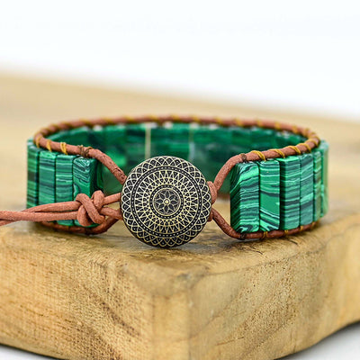 Pulsera Larga de Malaquita Natural – Protección y Transformación Interior