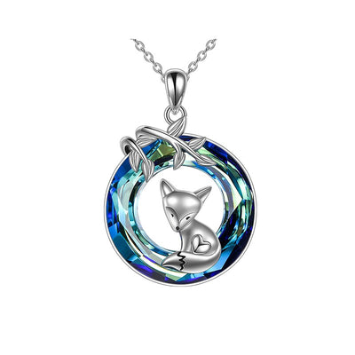Collar árbol de la vida y zorro de cristal en plata 925, símbolo de sabiduría y conexión interior