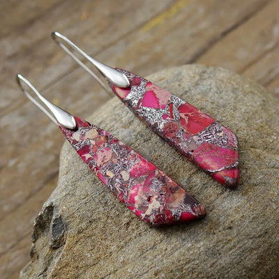 Pendientes Geométricos de Ágata y Cornalina: Elegancia y Energía Positiva