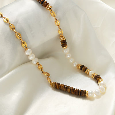 Collar Ojo de Tigre y Perla: Tu Amuleto de Equilibrio y Confianza
