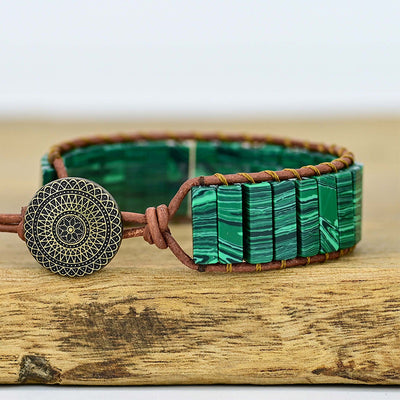Pulsera Larga de Malaquita Natural – Protección y Transformación Interior
