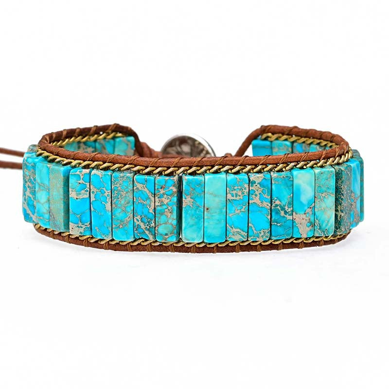 Pulsera de turquesa rectangular natural, protección y claridad en una sola capa