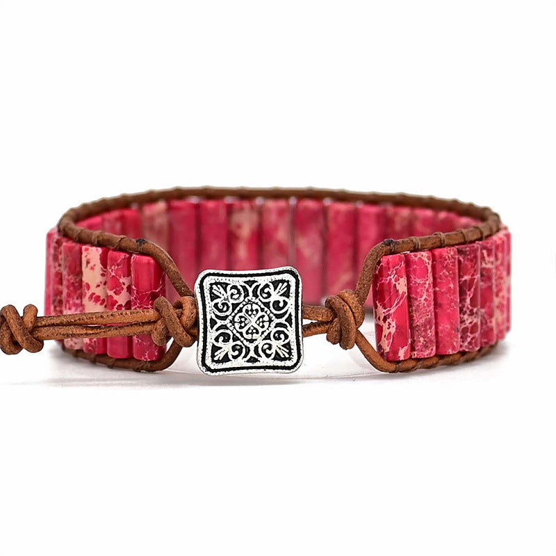 Pulsera cilíndrica de piedra imperial roja – Vitalidad y carácter
