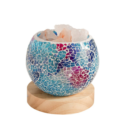 Lámpara de Sal con Mosaico y Aceite Esencial – Luz de Paz y Energía Armoniosa