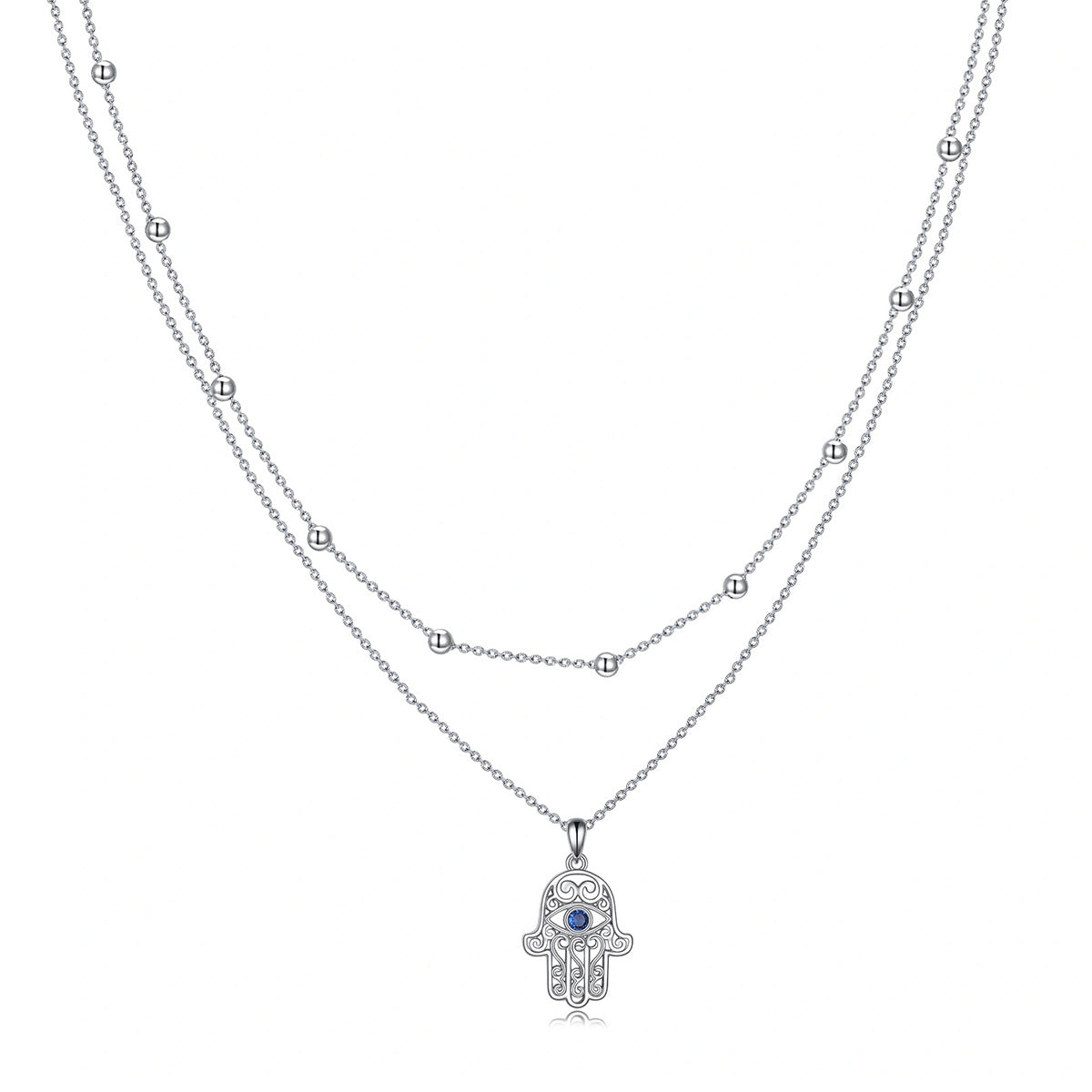 Collar Mano de Fátima con Lapis-Lázuli en plata 925, protección y sabiduría interior