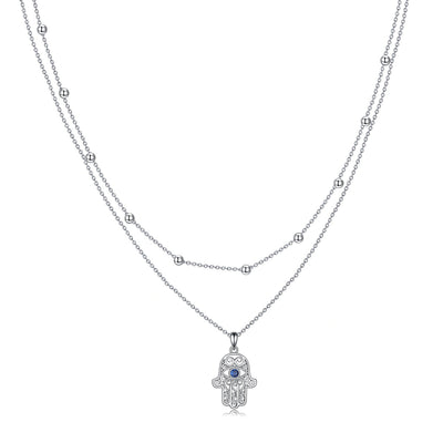 Collar Mano de Fátima con Lapis-Lázuli en plata 925, protección y sabiduría interior