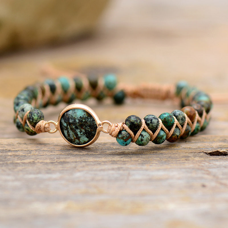 Equilibrio y Amistad: Pulsera de Turquesa Africana Doble Capa