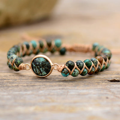 Equilibrio y Amistad: Pulsera de Turquesa Africana Doble Capa