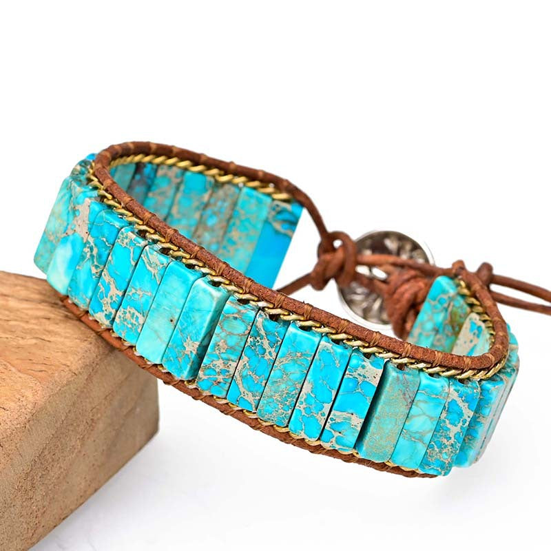 Pulsera de turquesa rectangular natural, protección y claridad en una sola capa