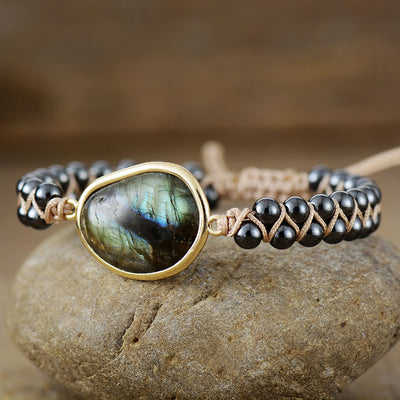 Pulsera Bohemia de Labradorita Doble Capa