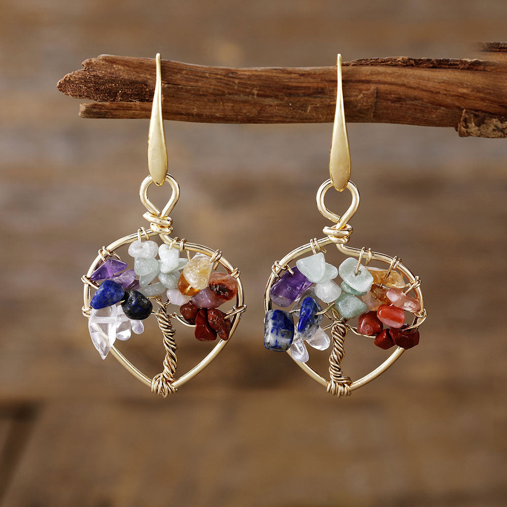 Pendientes de Cristal 7 Chakras: Equilibra tu Energía con el Árbol de la Vida