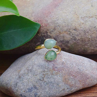 Anillo ajustable de jade verde natural, armonía flexible y energía positiva
