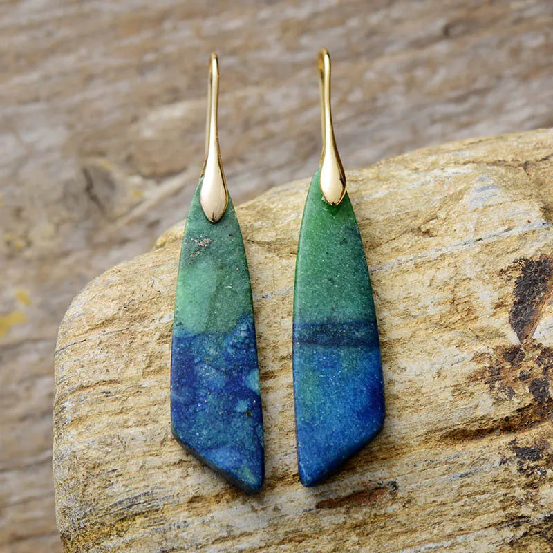 Pendientes Bohemios de Piedra Natural: Lapisázuli y Aventurina