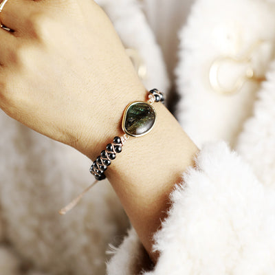 Pulsera Bohemia de Labradorita Doble Capa