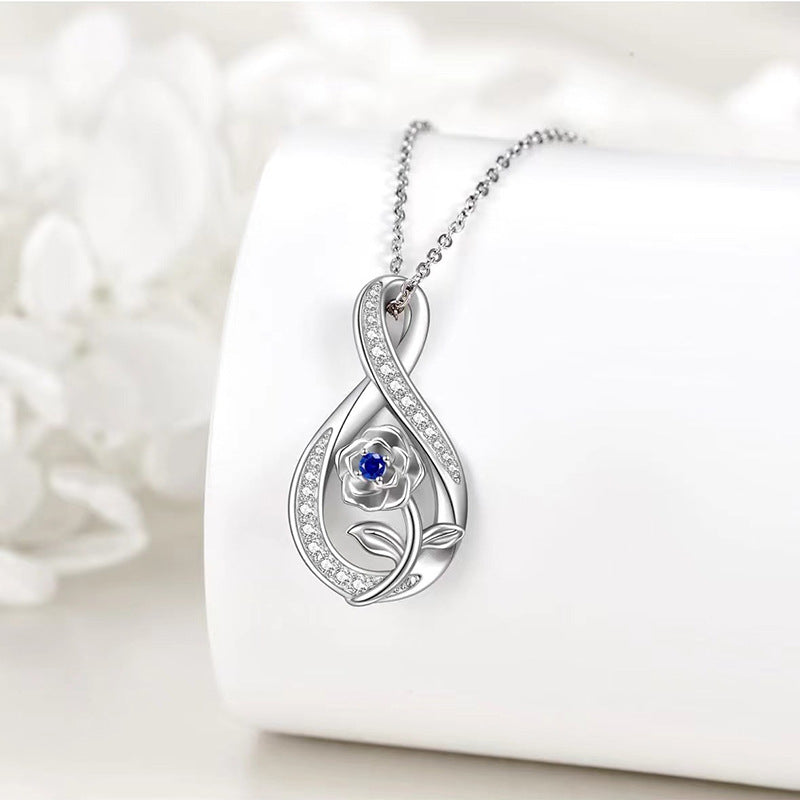 Collar rosa y gota de agua con lapislázuli en plata 925, elegancia con alma y emoción